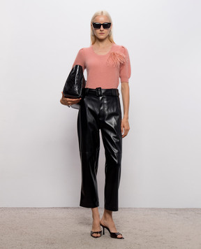 Twinset Рожевий джемпер з вовною з брошкою 262TP3260