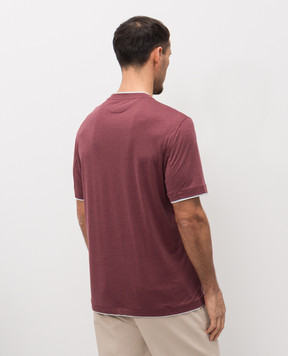 Brunello Cucinelli Красная футболка с эффектом наложения слоев MR8337427