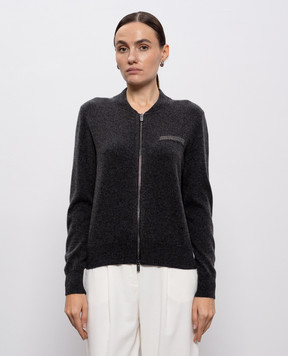 Peserico Серый кардиган из шерсти, шелка и кашемира S99380F129283D