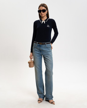 Valentino Синій джемпер з вовни з логотипом 8B3KC72QA5P