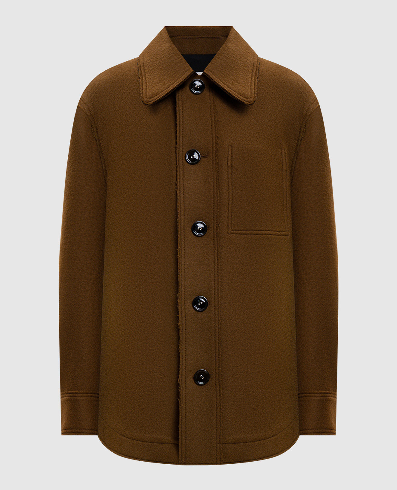 

Коричневое пальто из шерсти с логотипом, Коричневый, Пальто
