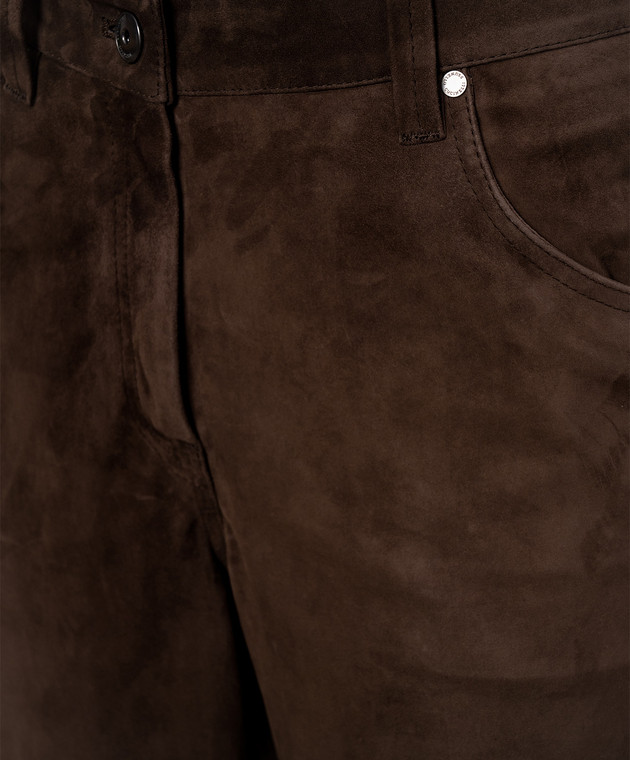 Brunello Cucinelli Коричневые замшевые брюки MPCLFP9187 изображение 5