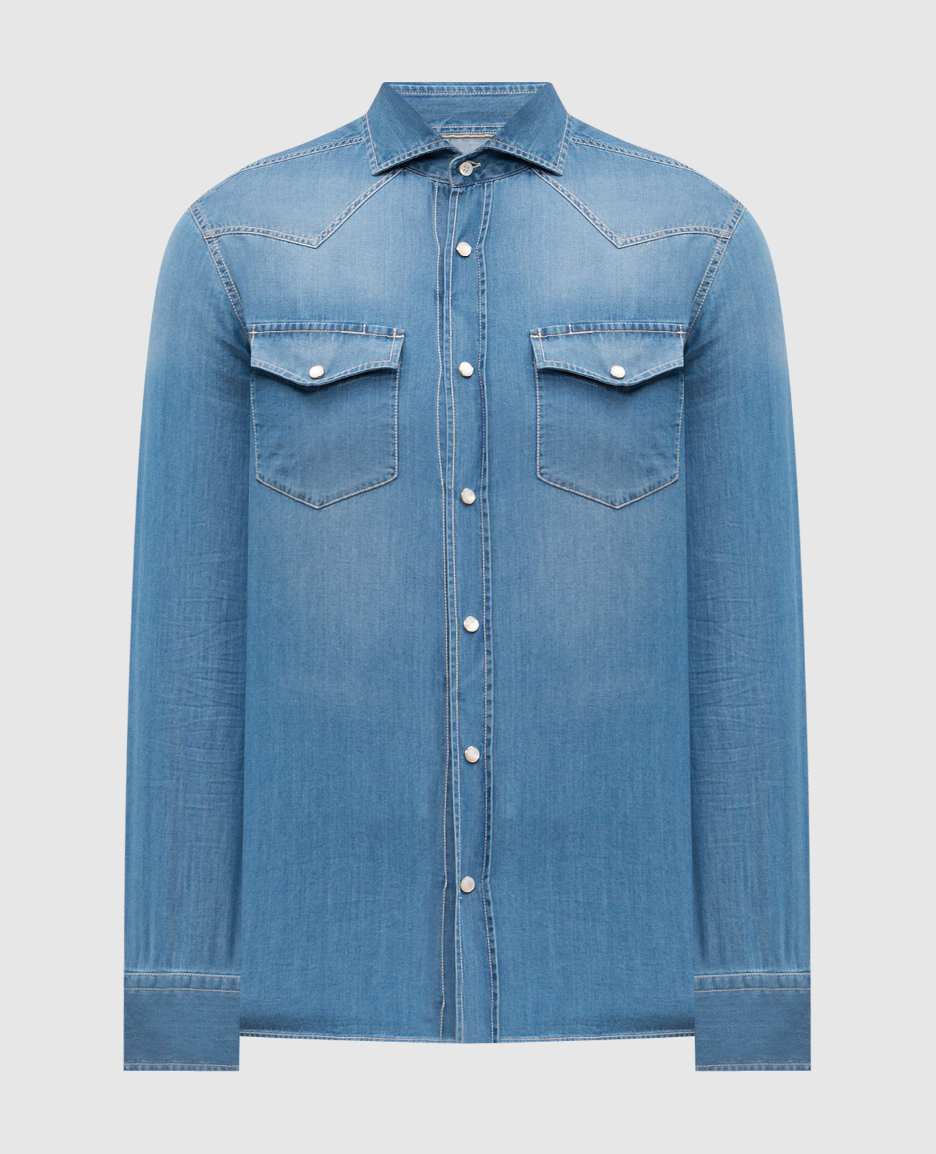 Синяя рубашка с эффектом потертости