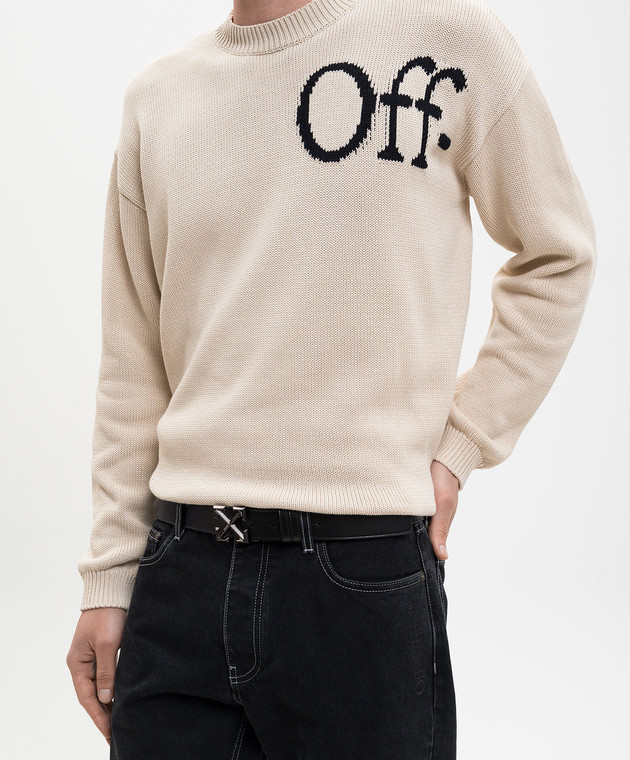 Off-White Чорний шкіряний ремінь Arrow з контрастним принтом OMRB14GS26LEA003 зображення 2