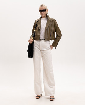 Balmain Топ цвета айвори из шерсти в геометрический узор HF1AE089KJ99