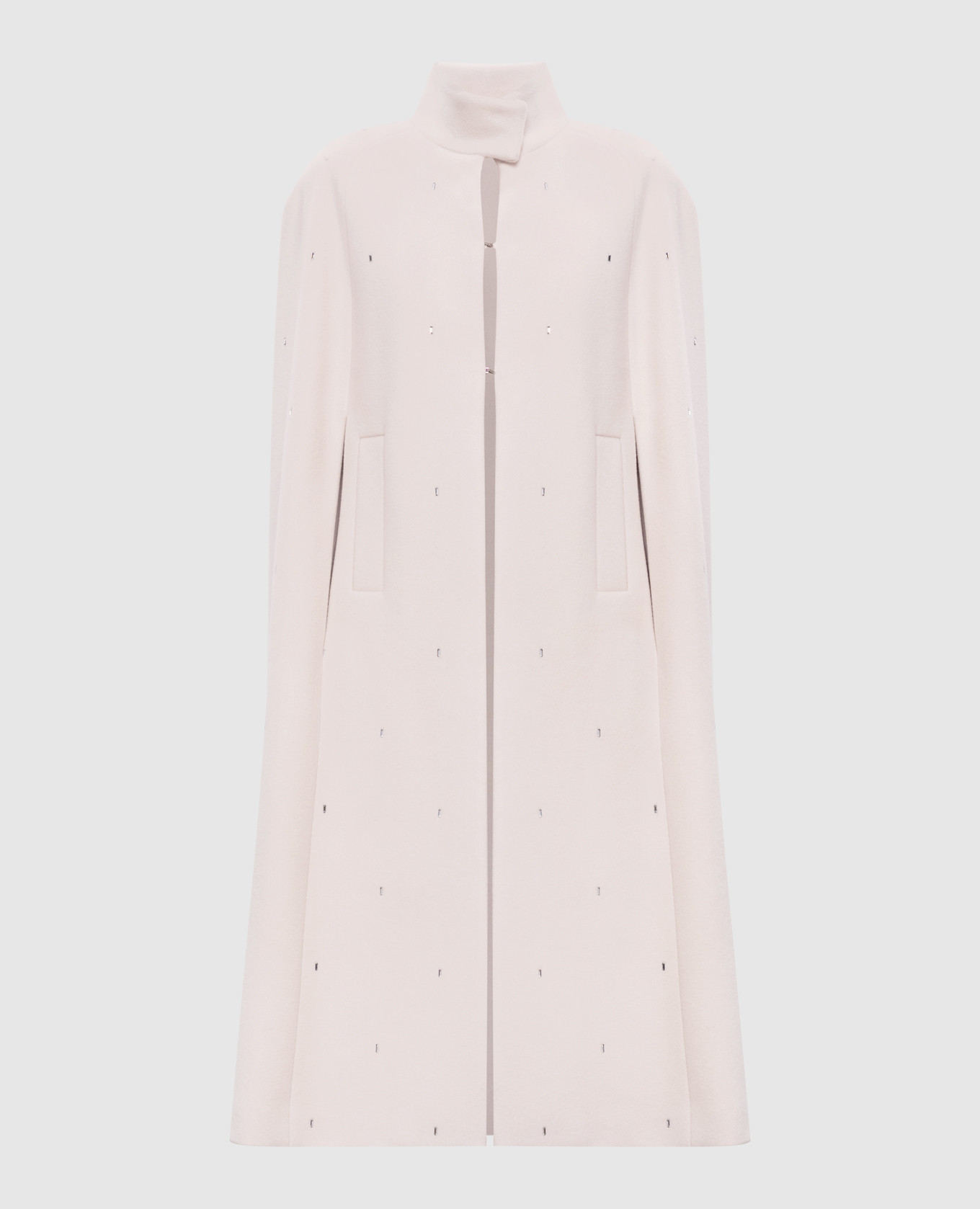 

Бежевый кейп из шерсти и кашемира с кристаллами, Пончо