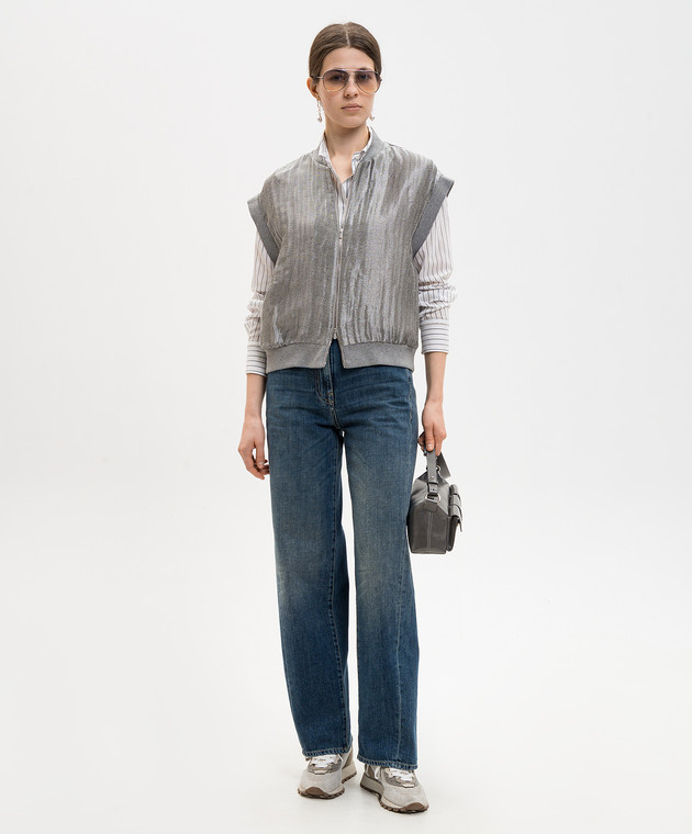 Peserico Сірий жилет з льоном E0316705032 зображення 2