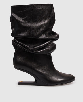 Balmain Черные кожаные ботильоны с монограммой PB HN1TA263LSDX