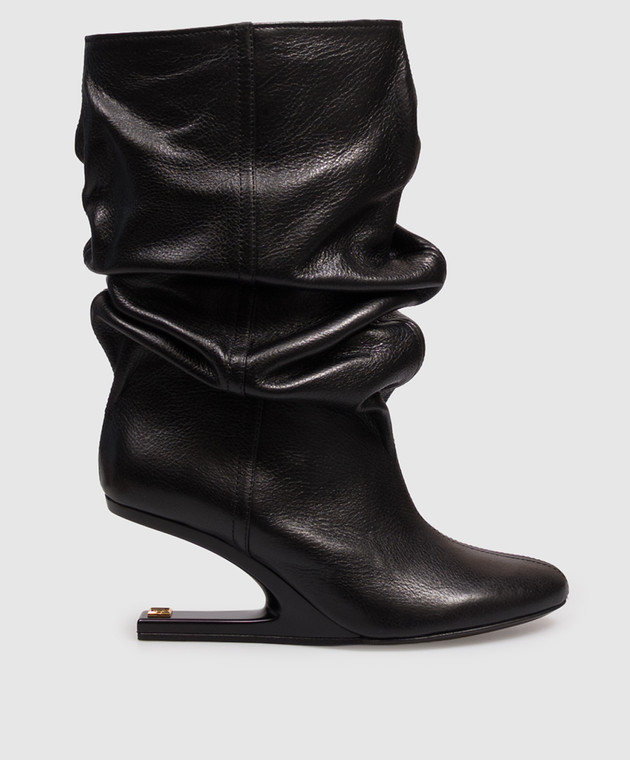 Balmain Черные кожаные ботильоны с монограммой PB HN1TA263LSDX