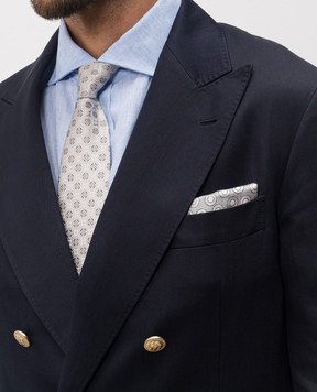 Brunello Cucinelli Сіра хустка-паше із шовку у візерунок горох MX8720091