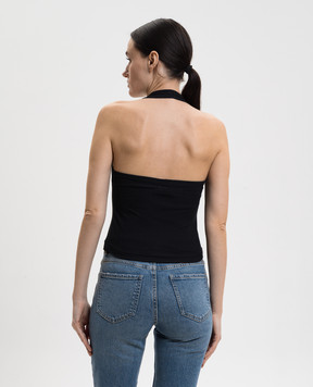 Vetements Чорний топ в рубчик з логотипом WE76TT566B