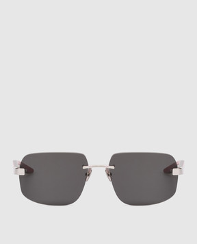 Stefano Ricci Сріблясті сонцезахисні окуляри Рrestige SG32PMEWOOD