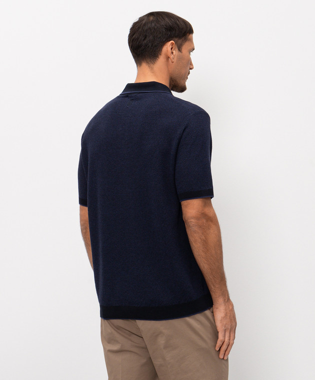 Canali Синє поло з льоном та шовком MK02462C1179 зображення 4