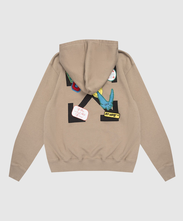 Off-White Дитяча коричнева спортивна куртка з нашивкою логотипа 44BBE001S26F003 зображення 2