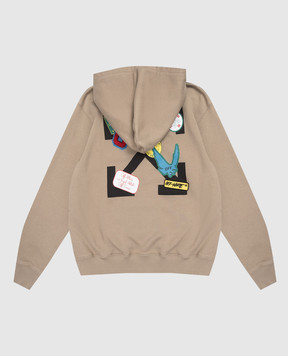 Off-White Дитяча коричнева спортивна куртка з нашивкою логотипа 44BBE001S26F003