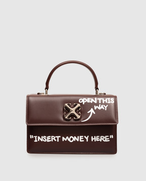 Off-White Бордовая кожаная сумка Jitney 1.4 OWWNP05F26LT01
