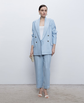 Peserico Блакитний двобортний жакет з льону A0121502606