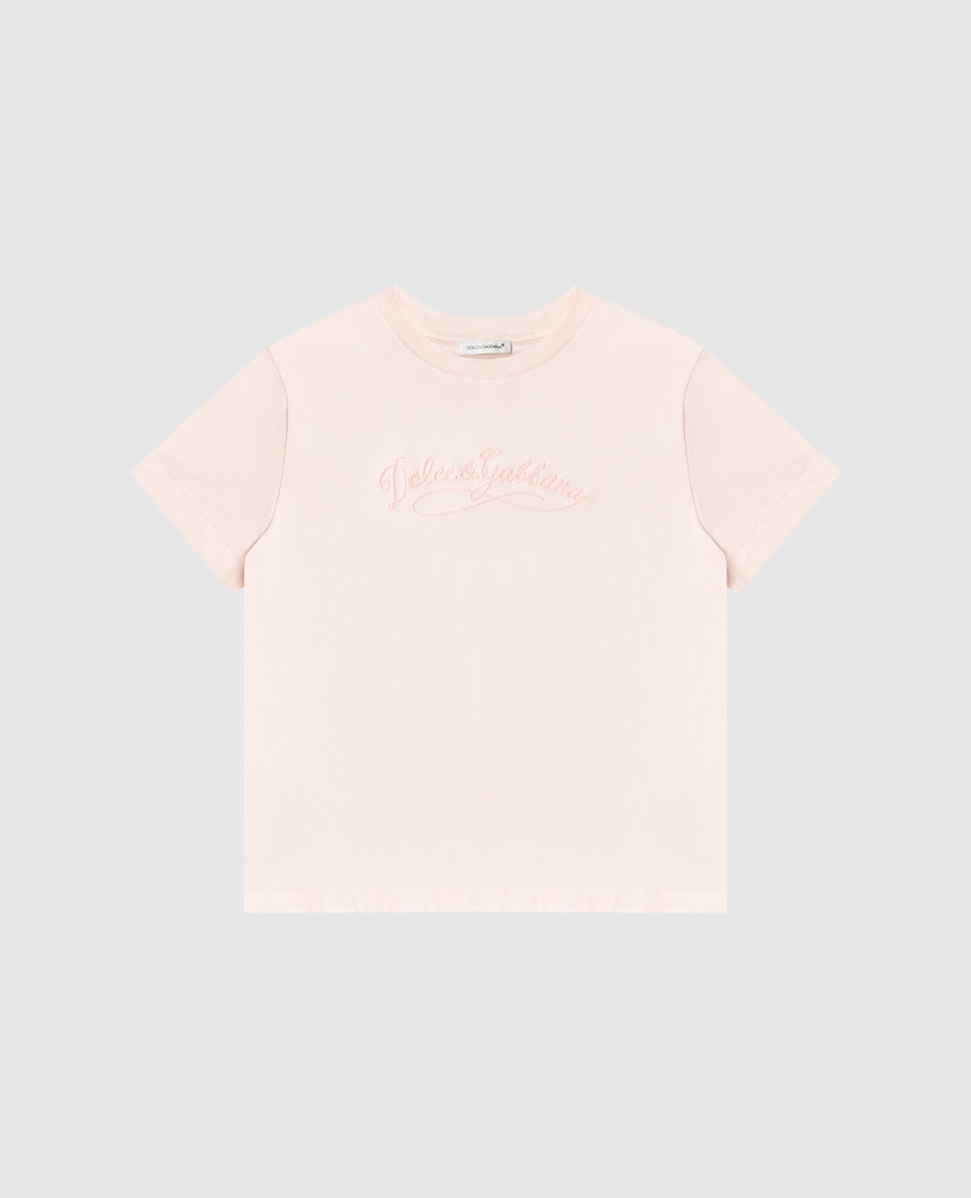 Детская розовая футболка с вышивкой логотипа