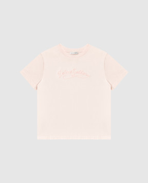 Dolce&Gabbana Дитяча рожева футболка з вишивкою логотипа L5JTNKG7PYF26
