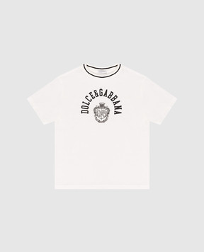 Dolce&Gabbana Дитяча біла футболка з принтом логотипа L4JTHVG7PTO26