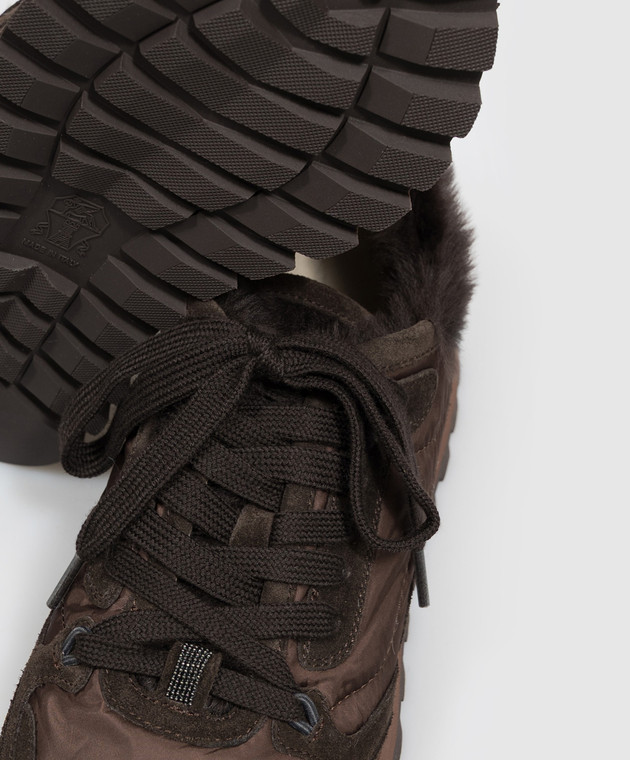 Brunello Cucinelli Коричневые кроссовки с цепочкой мониль MZSFG3384 изображение 5