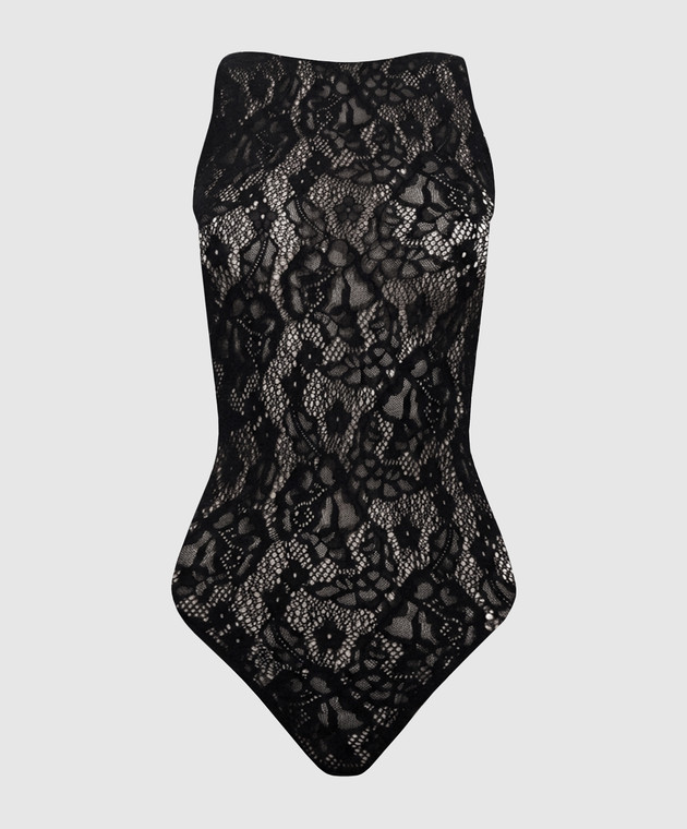 Wolford Чорне боді в ажурний візерунок 79349