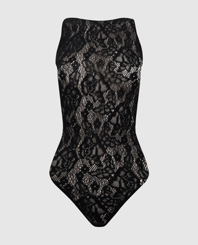 Wolford Черный боди в ажурный узор 79349