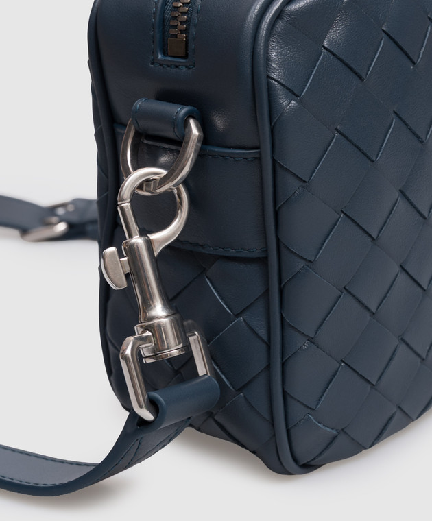 Bottega Veneta Синя шкіряна сумка з брендовим плетінням 755923V2HL1 зображення 4