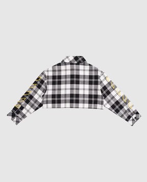 Off-White Дитяча сіра укорочена сорочка в клітинку 44GGA01CF5F001