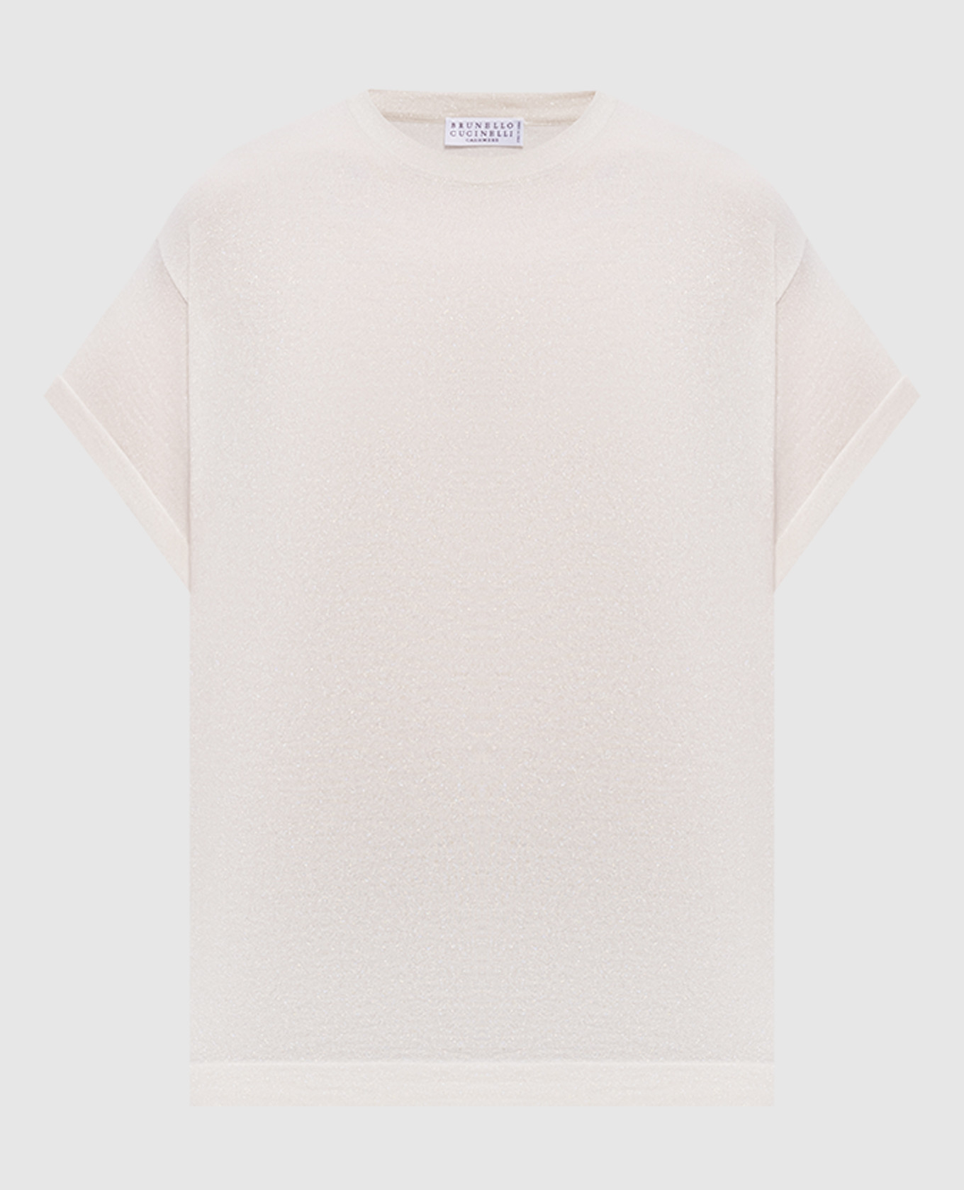 Футболка с кашемиром и шелком цвета айвори