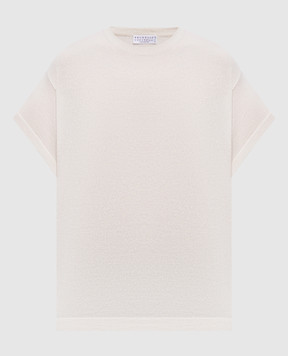 Brunello Cucinelli Футболка с кашемиром и шелком цвета айвори M41810000P