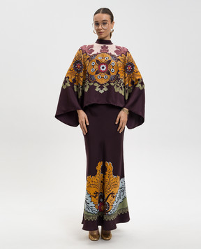 La DoubleJ Бордова блуза із шовку в брендовий принт TOP0117SIL017BOU01