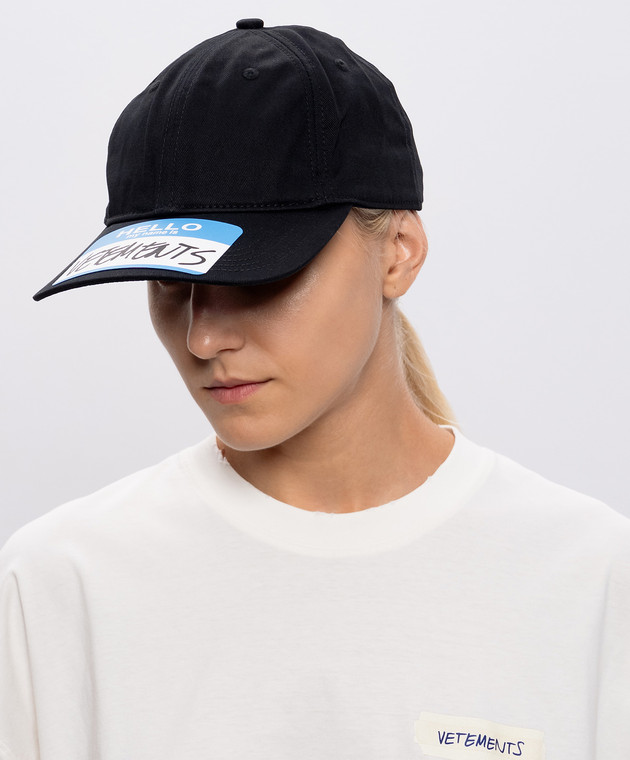Vetements Чорна кепка з принтом UA66CA110B зображення 2