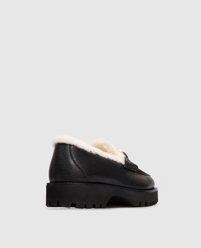 Valentino Черные кожаные лоферы на меху логотип VLogo 7W0S0NF5JJJ