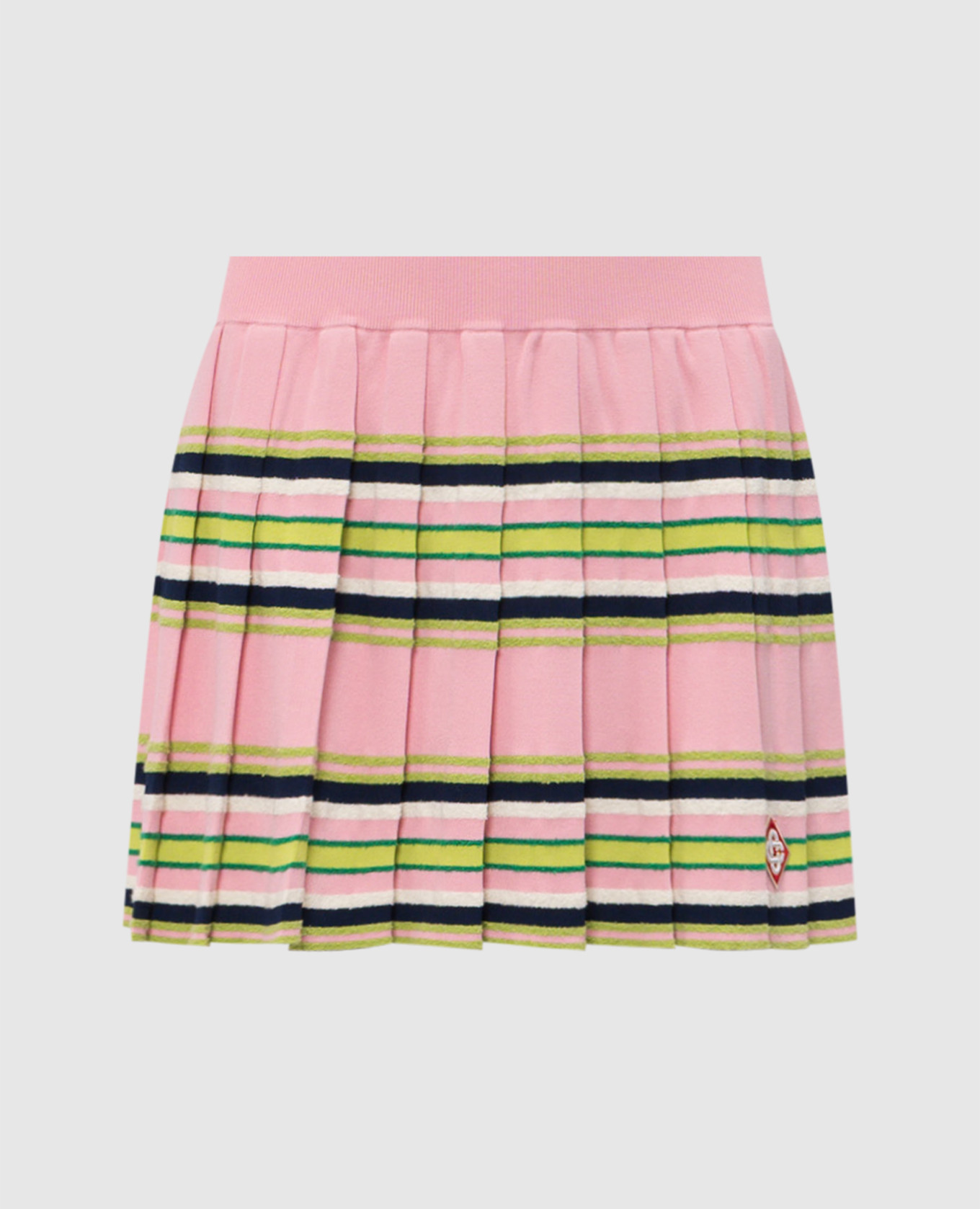 Розовая юбка-плиссе в полоску