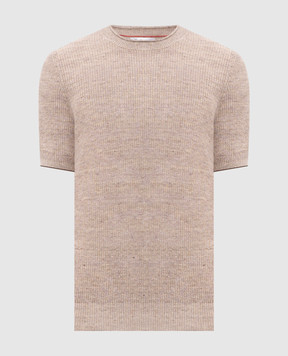 Brunello Cucinelli Бежева в'язана футболка з льоном M2L707710