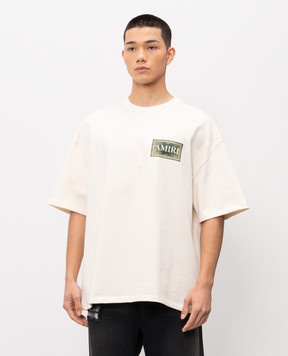 AMIRI Бежева футболка з брендовим принтом AMTOJR1063