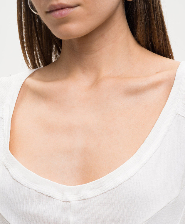 Marc Le Bihan Майка в рубчик цвета айвори 2841 изображение 5