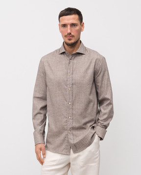 Brunello Cucinelli Коричневая рубашка в принт MA6910627