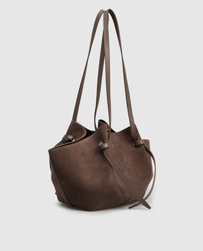 YUZEFI Коричневая замшевая сумка-тоут MOCHI MOCHI