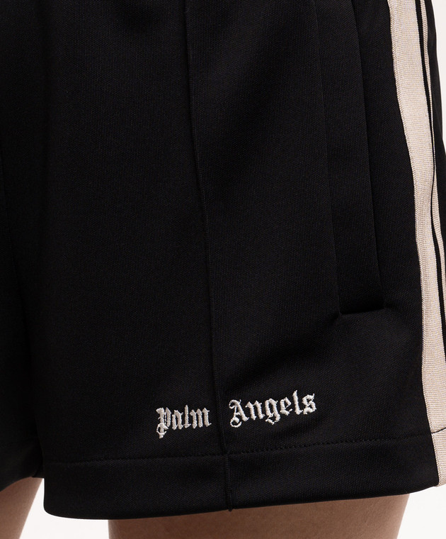 Palm Angels Черные шорты с лампасами PWCL005S26FAB001 изображение 4