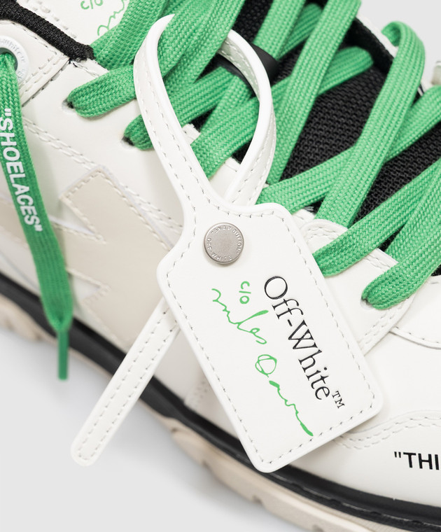 Off-White Белые кожаные кроссовки Miles Davis Out Of Office OF06604101 изображение 5