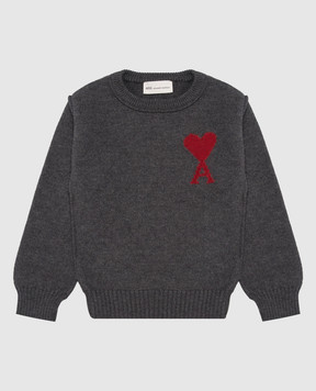 Ami Paris Детский серый свитер из шерсти KKS847018