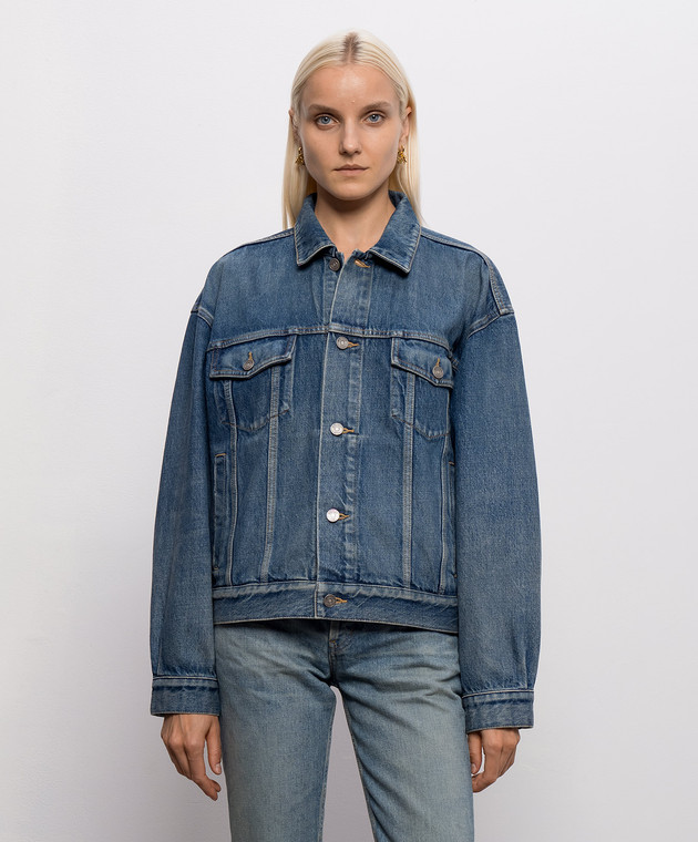 Saint Laurent Синяя куртка джинсовая с патчем логотипа 874269Y18HA изображение 3