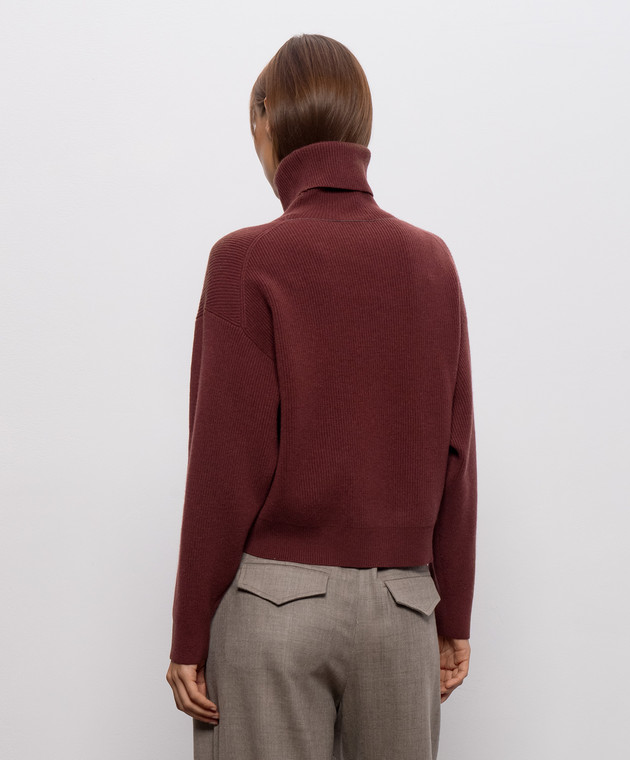 Brunello Cucinelli Бордовий светр з вовни, кашеміру та шовку M16129313P зображення 4