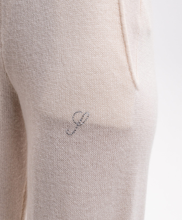 Sporty & Rich Брюки цвета айвори из кашемира и шерсти PA02782327CR01 изображение 5