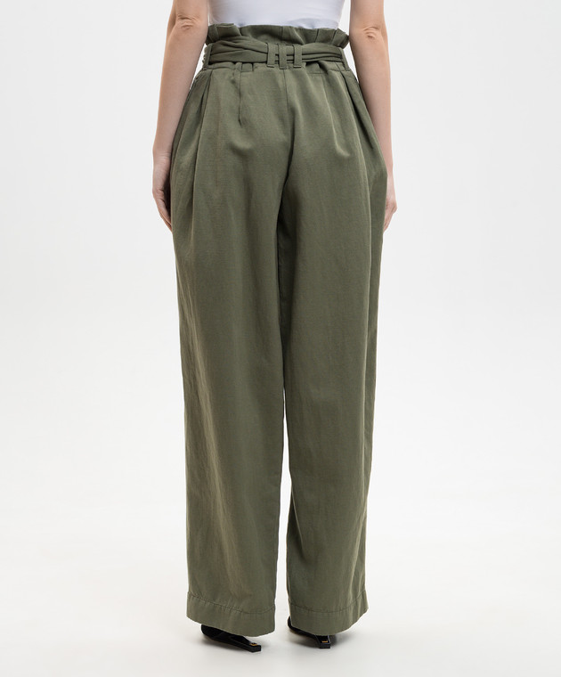 Balmain Зеленые брюки с льном GF0PQ285CG64 изображение 4
