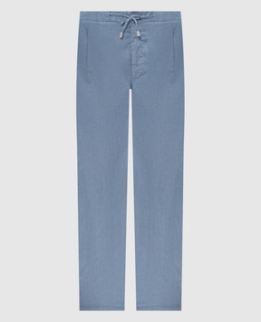 Enrico Mandelli Голубые брюки с льном GYM02B5654983