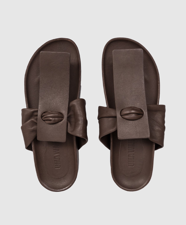 UMA WANG Коричневі шкіряні шльопанці US9077 зображення 4