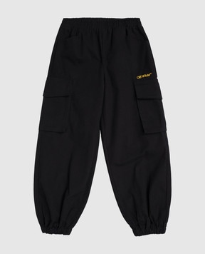 Off-White Дитячі чорні джогери з логотипом 44BCF007F5F001